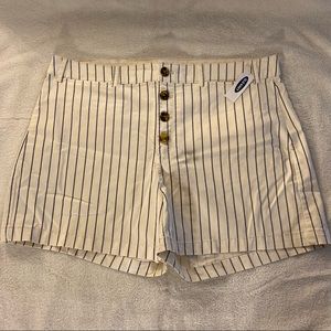 Old Navy Shorts Blue/White Stripes Button Fly 4 Pocket Size 16 NWT